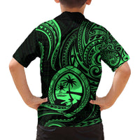 Polynesian Guam Coat of Arms Family Matching Puletasi and Hawaiian Shirt Polynesian Tribal Tattoo Green Version LT9 - Polynesian Pride
