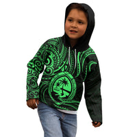Polynesian Pride Guam Kid Hoodie With Polynesian Tribal Tattoo and Coat of Arms Green Version LT9 - Polynesian Pride