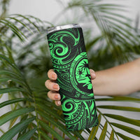 Polynesian Guam Coat of Arms Skinny Tumbler Polynesian Tribal Tattoo Green Version