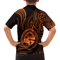 Polynesian Guam Coat of Arms Family Matching Puletasi and Hawaiian Shirt Polynesian Tribal Tattoo Orange Version LT9 - Polynesian Pride