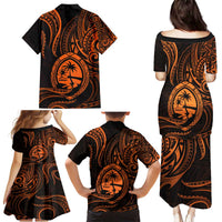 Polynesian Guam Coat of Arms Family Matching Puletasi and Hawaiian Shirt Polynesian Tribal Tattoo Orange Version LT9 - Polynesian Pride