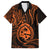 Polynesian Guam Coat of Arms Family Matching Short Sleeve Bodycon Dress and Hawaiian Shirt Polynesian Tribal Tattoo Orange Version