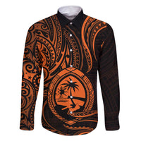 Polynesian Guam Coat of Arms Family Matching Tank Maxi Dress and Hawaiian Shirt Polynesian Tribal Tattoo Orange Version