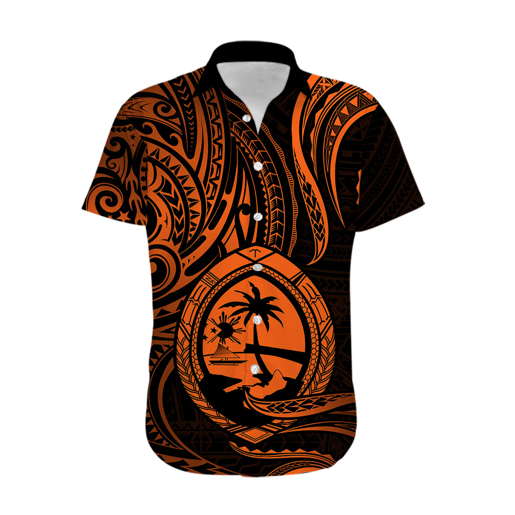 Polynesian Pride Guam Hawaiian Shirt With Polynesian Tribal Tattoo and Coat of Arms Orange Version LT9 - Polynesian Pride