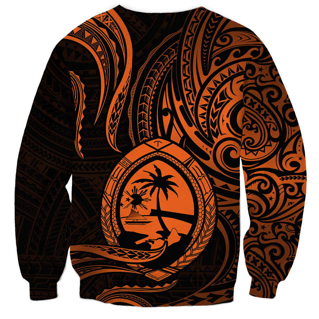 Polynesian Pride Guam Sweatshirt With Polynesian Tribal Tattoo and Coat of Arms Orange Version LT9 - Polynesian Pride