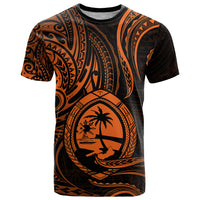 Polynesian Pride Guam T Shirt With Polynesian Tribal Tattoo and Coat of Arms Orange Version LT9 Orange - Polynesian Pride