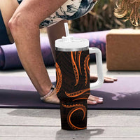 Polynesian Guam Coat of Arms Tumbler With Handle Polynesian Tribal Tattoo Orange Version