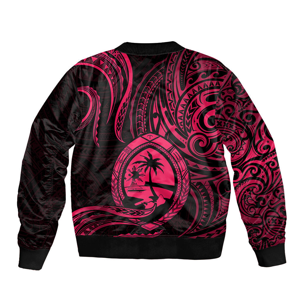 Polynesian Pride Guam Bomber Jacket With Polynesian Tribal Tattoo and Coat of Arms Pink Version LT9 - Polynesian Pride