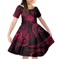 Polynesian Guam Coat of Arms Family Matching Puletasi and Hawaiian Shirt Polynesian Tribal Tattoo Pink Version LT9 Daughter's Dress Pink - Polynesian Pride