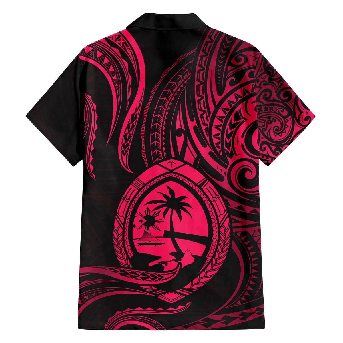 Polynesian Guam Coat of Arms Family Matching Puletasi and Hawaiian Shirt Polynesian Tribal Tattoo Pink Version LT9 - Polynesian Pride