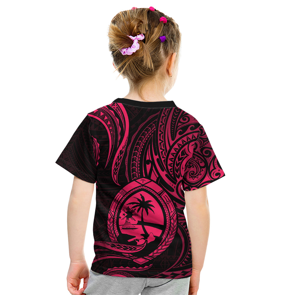 Polynesian Pride Guam Kid T Shirt With Polynesian Tribal Tattoo and Coat of Arms Pink Version LT9 - Polynesian Pride
