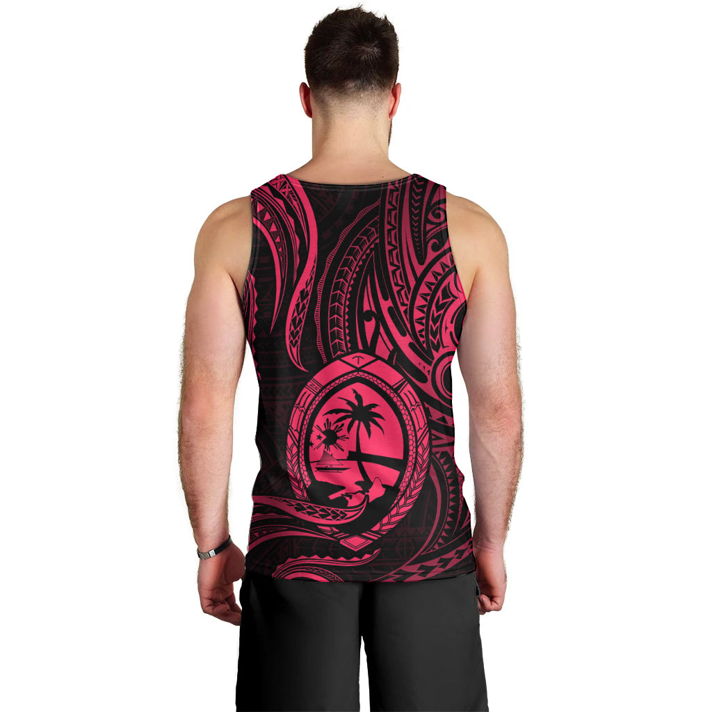 Polynesian Pride Guam Men Tank Top With Polynesian Tribal Tattoo and Coat of Arms Pink Version LT9 - Polynesian Pride