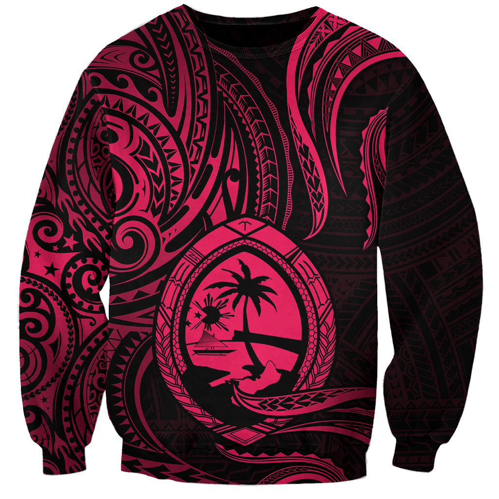 Polynesian Pride Guam Sweatshirt With Polynesian Tribal Tattoo and Coat of Arms Pink Version LT9 Unisex Pink - Polynesian Pride