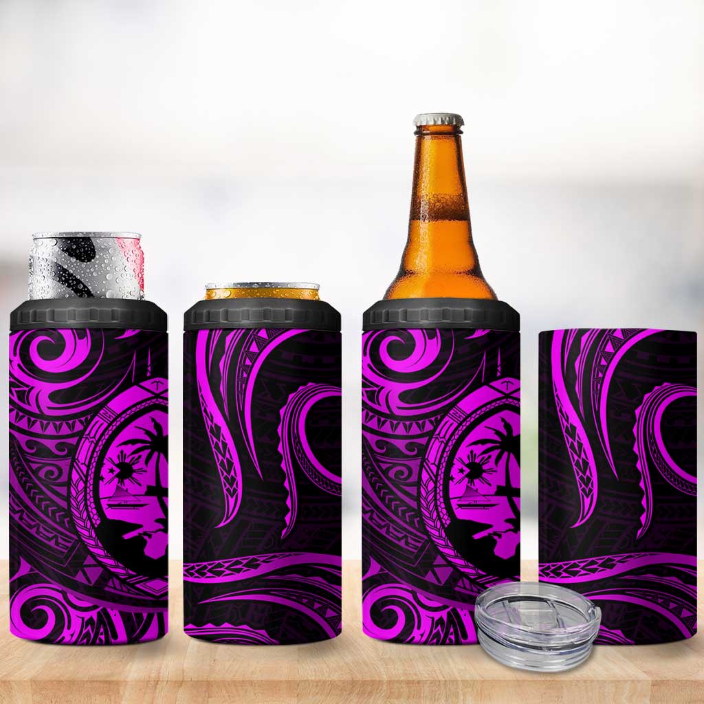 Polynesian Guam Coat of Arms 4 in 1 Can Cooler Tumbler Polynesian Tribal Tattoo Purple Version LT9 - Polynesian Pride