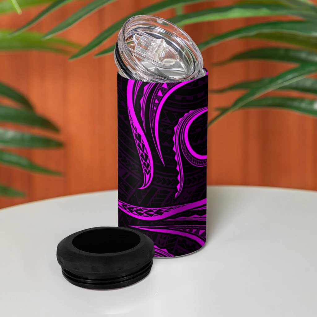 Polynesian Guam Coat of Arms 4 in 1 Can Cooler Tumbler Polynesian Tribal Tattoo Purple Version LT9 - Polynesian Pride