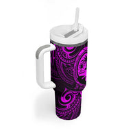 Polynesian Guam Coat of Arms Tumbler With Handle Polynesian Tribal Tattoo Purple Version