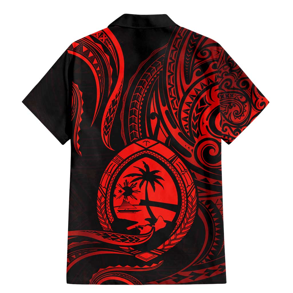 Polynesian Guam Coat of Arms Family Matching Mermaid Dress and Hawaiian Shirt Polynesian Tribal Tattoo Red Version LT9 - Polynesian Pride