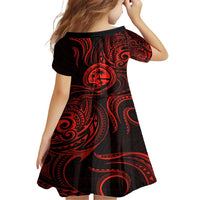 Polynesian Guam Coat of Arms Family Matching Short Sleeve Bodycon Dress and Hawaiian Shirt Polynesian Tribal Tattoo Red Version LT9 - Polynesian Pride