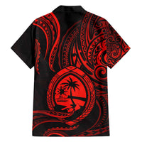 Polynesian Guam Coat of Arms Family Matching Short Sleeve Bodycon Dress and Hawaiian Shirt Polynesian Tribal Tattoo Red Version LT9 - Polynesian Pride