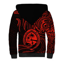 Polynesian Pride Guam Sherpa Hoodie With Polynesian Tribal Tattoo and Coat of Arms Red Version LT9 - Polynesian Pride