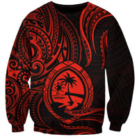 Polynesian Pride Guam Sweatshirt With Polynesian Tribal Tattoo and Coat of Arms Red Version LT9 Unisex Red - Polynesian Pride