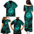 Polynesian Guam Coat of Arms Family Matching Puletasi and Hawaiian Shirt Polynesian Tribal Tattoo Turquoise Version