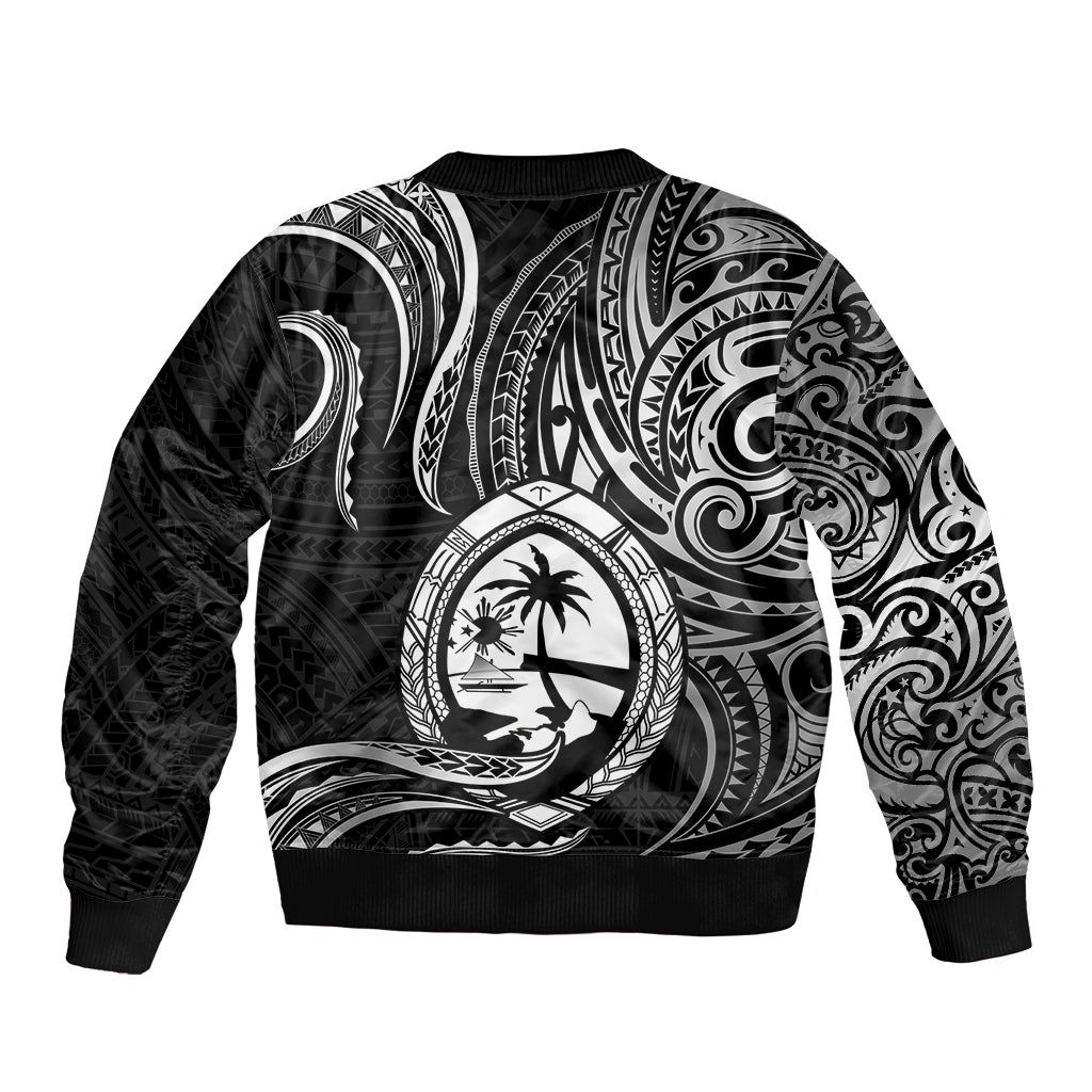 Polynesian Pride Guam Bomber Jacket With Polynesian Tribal Tattoo and Coat of Arms Black Version LT9 - Polynesian Pride