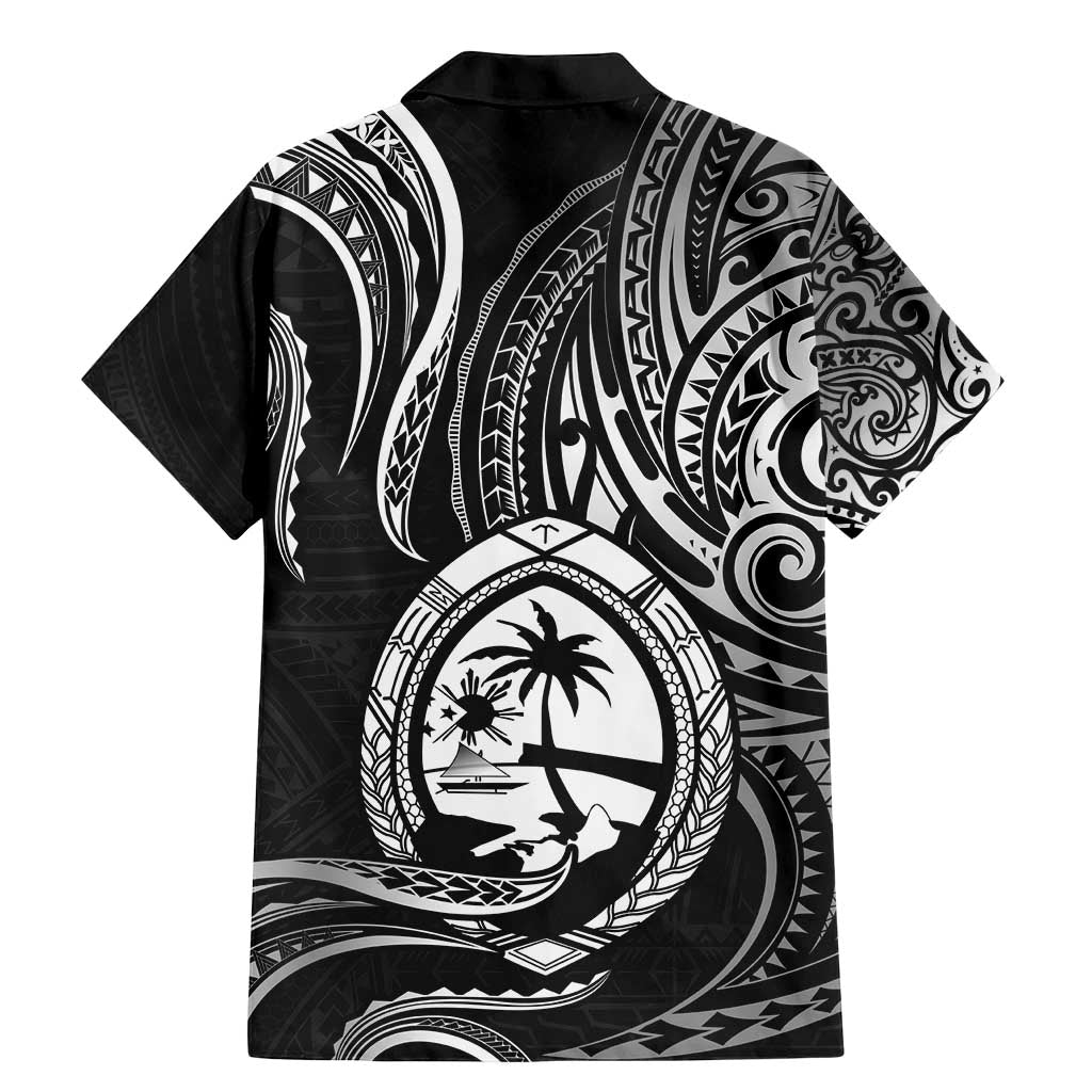 Polynesian Guam Coat of Arms Family Matching Mermaid Dress and Hawaiian Shirt Polynesian Tribal Tattoo Black Version