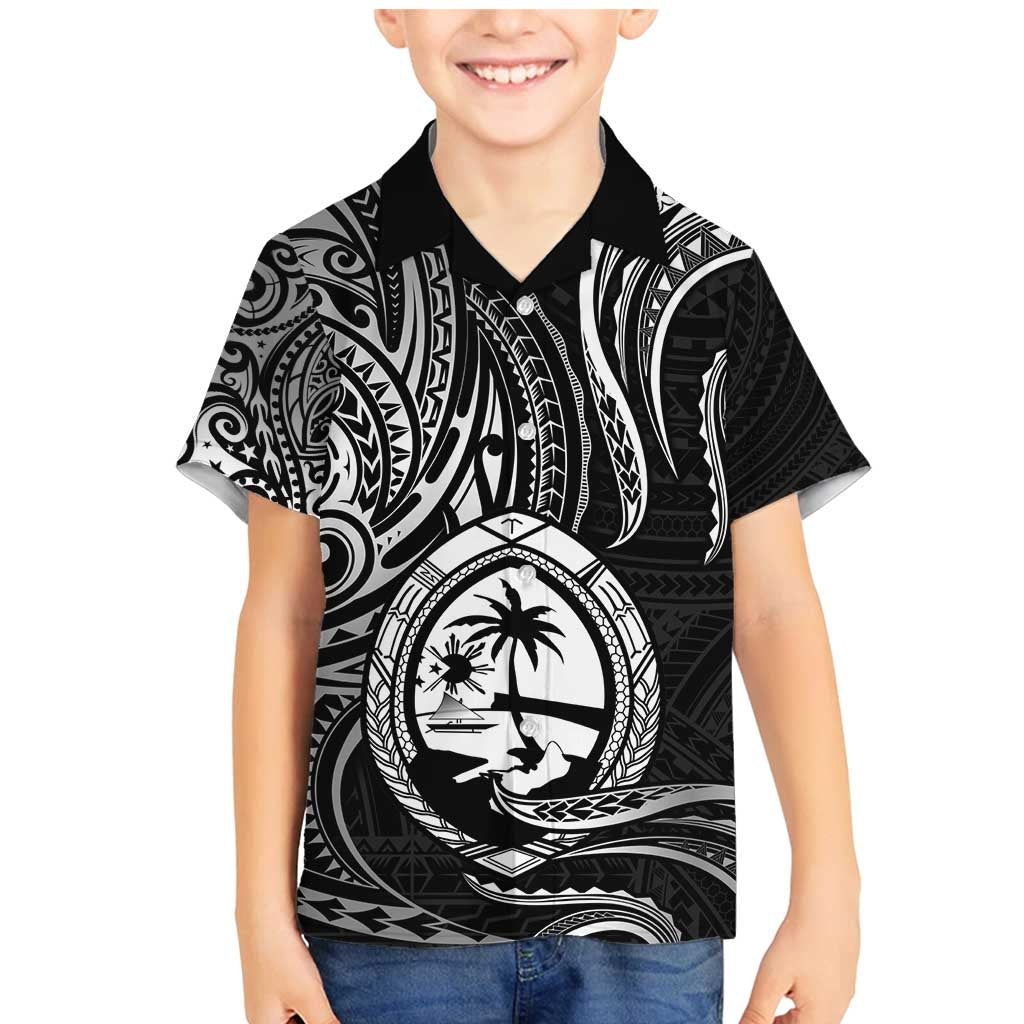 Polynesian Guam Coat of Arms Family Matching Mermaid Dress and Hawaiian Shirt Polynesian Tribal Tattoo Black Version