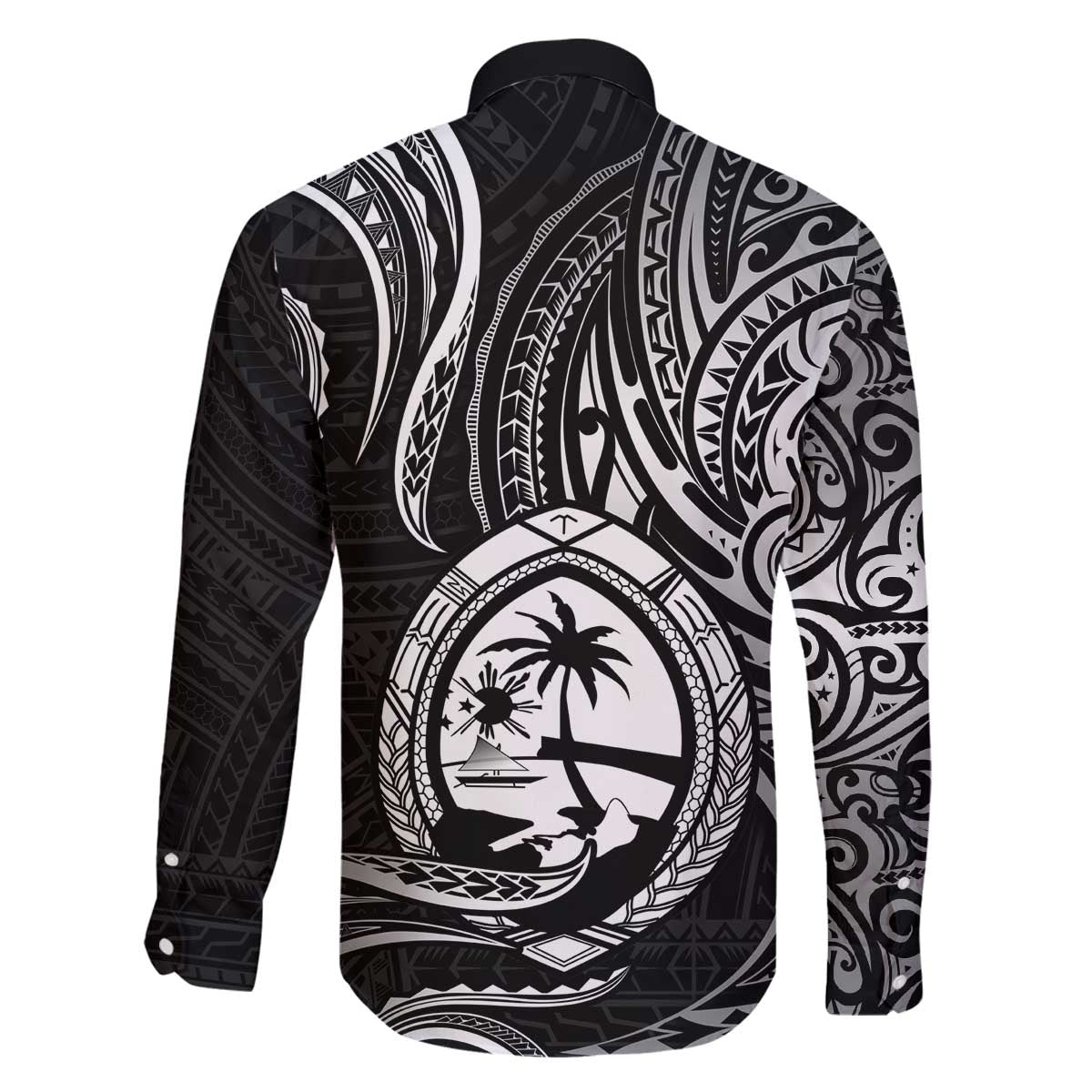 Polynesian Guam Coat of Arms Family Matching Puletasi and Hawaiian Shirt Polynesian Tribal Tattoo Black Version LT9 - Polynesian Pride