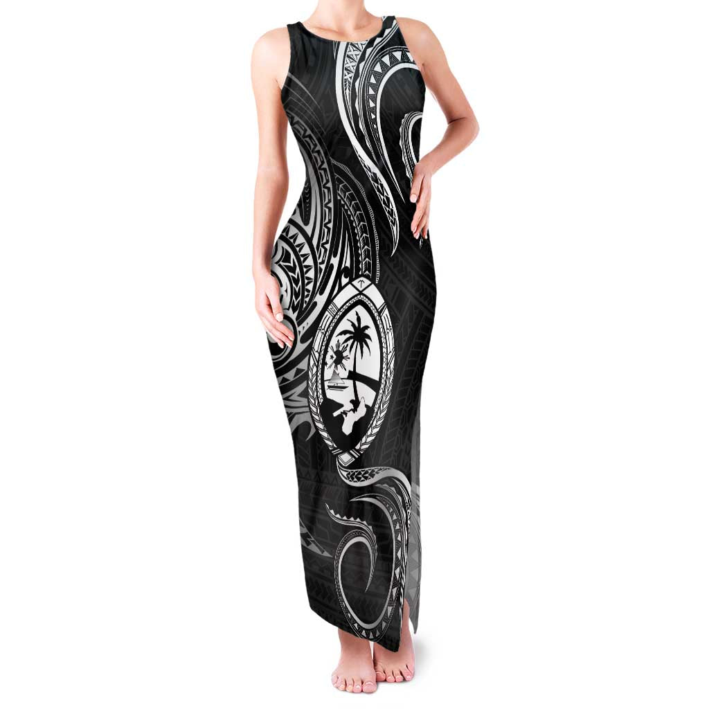 Polynesian Guam Coat of Arms Family Matching Tank Maxi Dress and Hawaiian Shirt Polynesian Tribal Tattoo Black Version