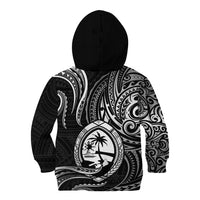 Polynesian Pride Guam Kid Hoodie With Polynesian Tribal Tattoo and Coat of Arms Black Version LT9 Zip Hoodie Black - Polynesian Pride