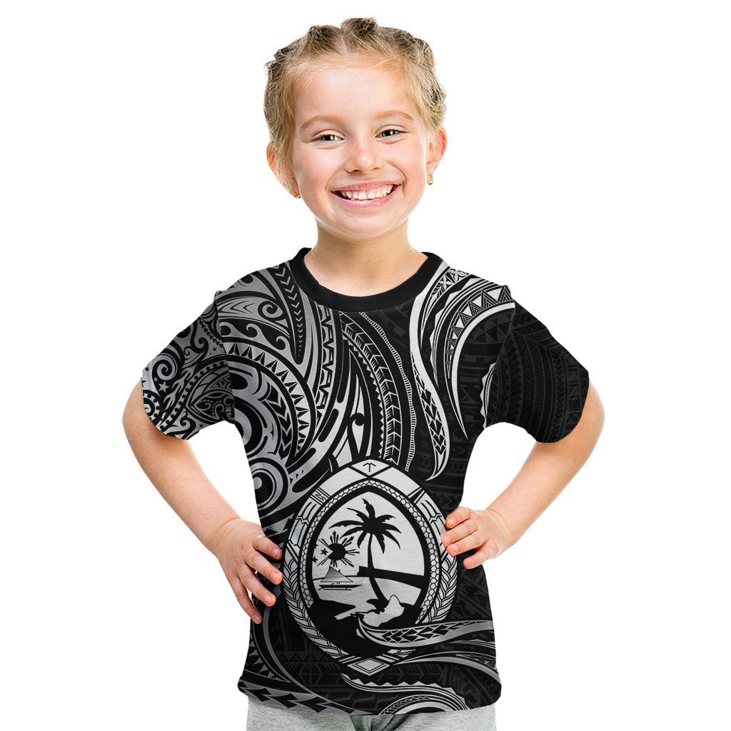 Polynesian Pride Guam Kid T Shirt With Polynesian Tribal Tattoo and Coat of Arms Black Version LT9 Black - Polynesian Pride