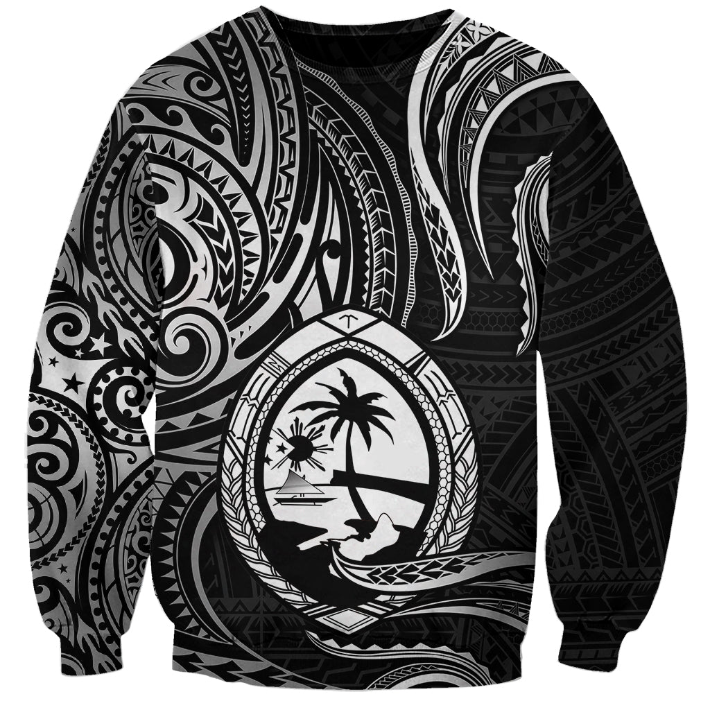 Polynesian Pride Guam Sweatshirt With Polynesian Tribal Tattoo and Coat of Arms Black Version LT9 Unisex Black - Polynesian Pride