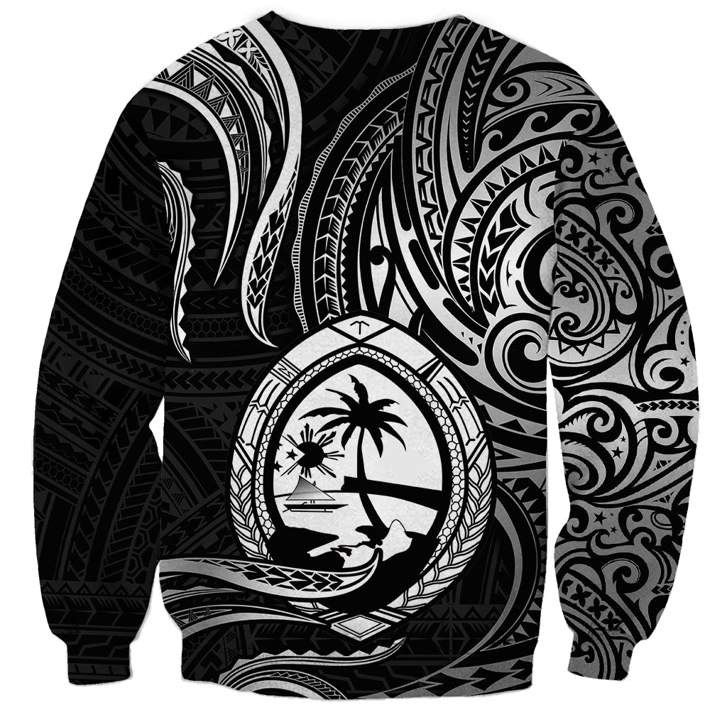 Polynesian Pride Guam Sweatshirt With Polynesian Tribal Tattoo and Coat of Arms Black Version LT9 - Polynesian Pride