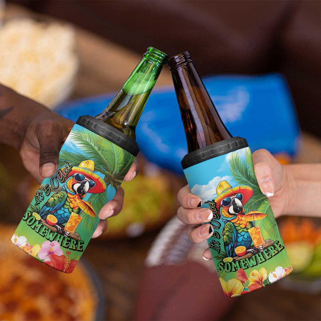 Always 5 O'clock 4 in 1 Can Cooler Tumbler Hawaiian Tropical Parrot - Polynesian Pride