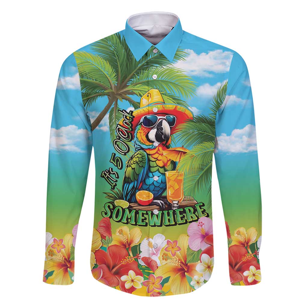 Always 5 O'clock Family Matching Long Sleeve Bodycon Dress and Hawaiian Shirt Hawaiian Tropical Parrot - Polynesian Pride