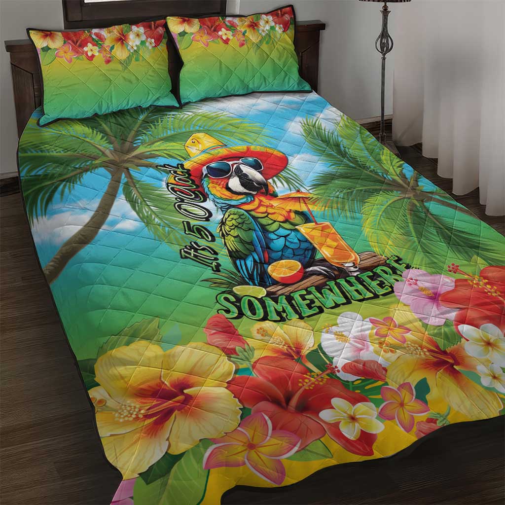 Always 5 O'clock Quilt Bed Set Hawaiian Tropical Parrot - Polynesian Pride