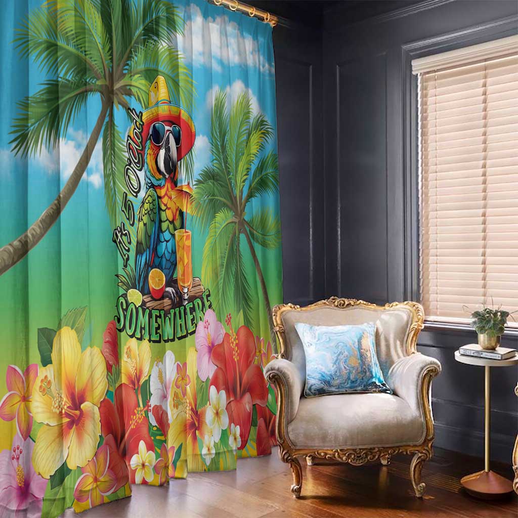 Always 5 O'clock Window Curtain Hawaiian Tropical Parrot - Polynesian Pride