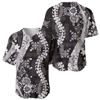 Hawaii Puakenikeni and Maile Lei Baseball Jersey Black Japanese Wave Style - Polynesian Pride