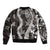 Hawaii Puakenikeni and Maile Lei Bomber Jacket Black Japanese Wave Style - Polynesian Pride