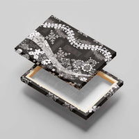 Hawaii Puakenikeni and Maile Lei Canvas Wall Art Black Japanese Wave Style - Polynesian Pride