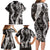 Hawaii Puakenikeni and Maile Lei Family Matching Long Sleeve Bodycon Dress and Hawaiian Shirt Black Japanese Wave Style - Polynesian Pride