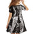 Hawaii Puakenikeni and Maile Lei Family Matching Short Sleeve Bodycon Dress and Hawaiian Shirt Black Japanese Wave Style - Polynesian Pride