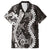 Hawaii Puakenikeni and Maile Lei Family Matching Short Sleeve Bodycon Dress and Hawaiian Shirt Black Japanese Wave Style - Polynesian Pride