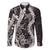 Hawaii Puakenikeni and Maile Lei Family Matching Short Sleeve Bodycon Dress and Hawaiian Shirt Black Japanese Wave Style - Polynesian Pride