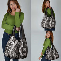 Hawaii Puakenikeni and Maile Lei Grocery Bag Black Japanese Wave Style - Polynesian Pride