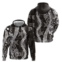 Hawaii Puakenikeni and Maile Lei Hoodie Black Japanese Wave Style - Polynesian Pride