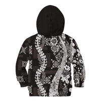Hawaii Puakenikeni and Maile Lei Kid Hoodie Black Japanese Wave Style - Polynesian Pride