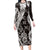 Hawaii Puakenikeni and Maile Lei Long Sleeve Bodycon Dress Black Japanese Wave Style - Polynesian Pride